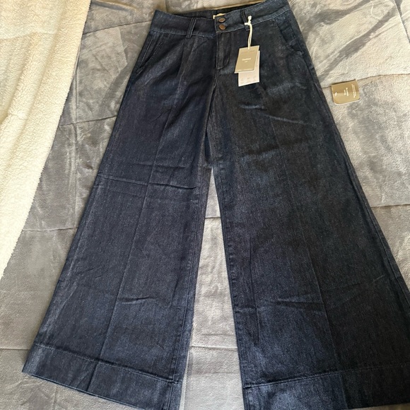 NEW-Danbury Mint Dark Blue Flare & Wide Leg Jeans - Picture 6 of 14